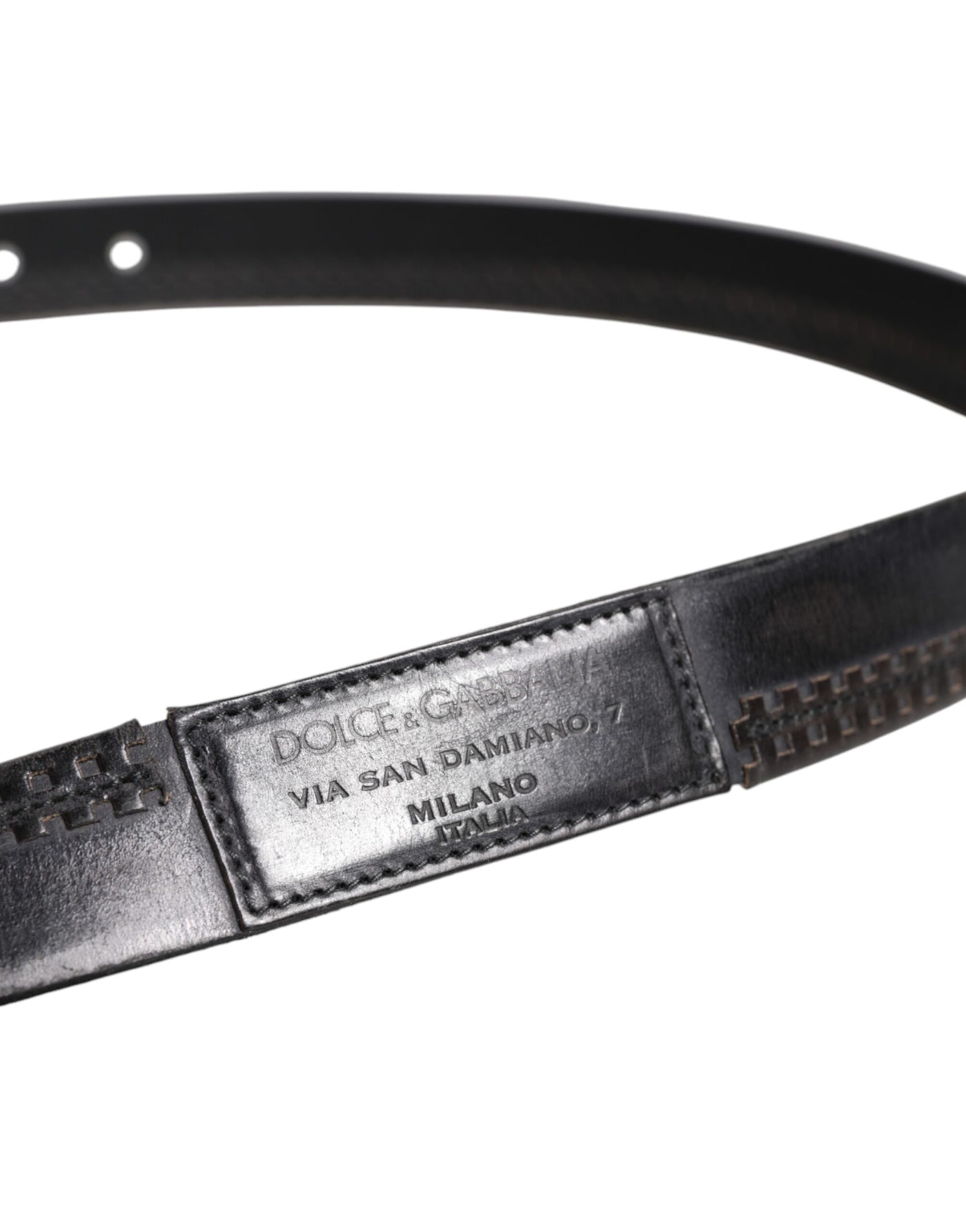 Dolce & Gabbana Black Leather Silver Tone Metal Buckle Belt