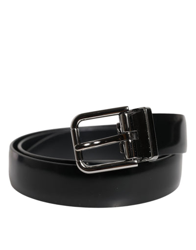 Dolce & Gabbana Black Solid Leather Classic Waist Buckle Belt
