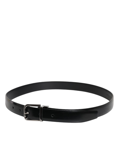 Dolce & Gabbana Black Solid Leather Classic Waist Buckle Belt