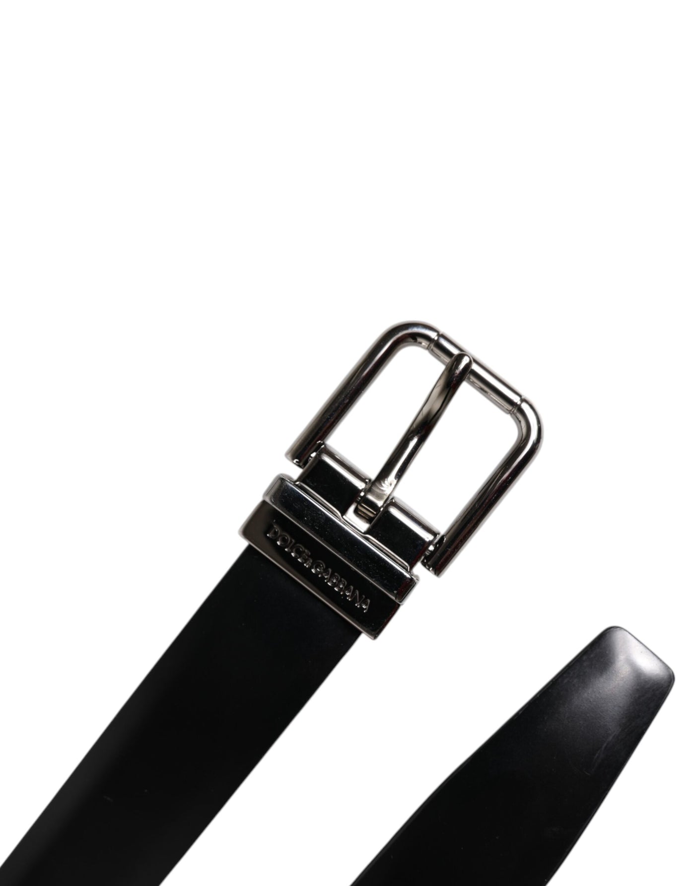 Dolce & Gabbana Black Solid Leather Classic Waist Buckle Belt
