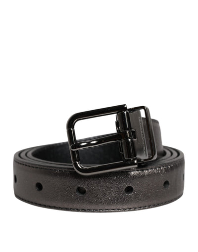 Dolce & Gabbana Black Leather Classic Metal Logo Buckle Belt