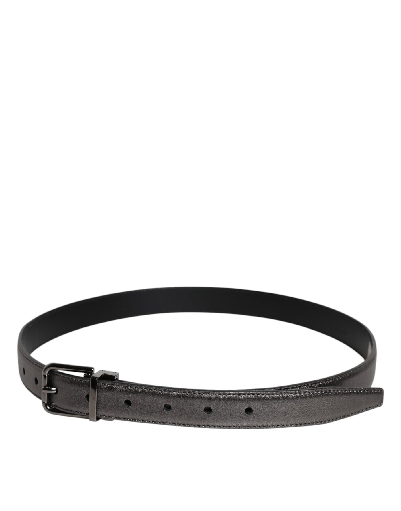 Dolce & Gabbana Black Leather Classic Metal Logo Buckle Belt