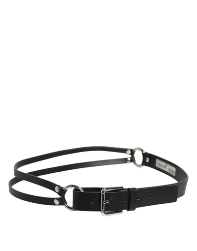 Dolce & Gabbana Black Leather Classic Metal Logo Buckle Belt