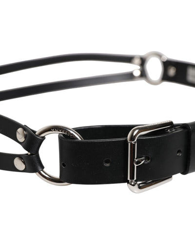 Dolce & Gabbana Black Leather Classic Metal Logo Buckle Belt