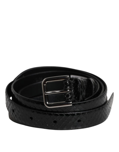 Dolce & Gabbana Black Leather Classic Metal Logo Buckle Belt