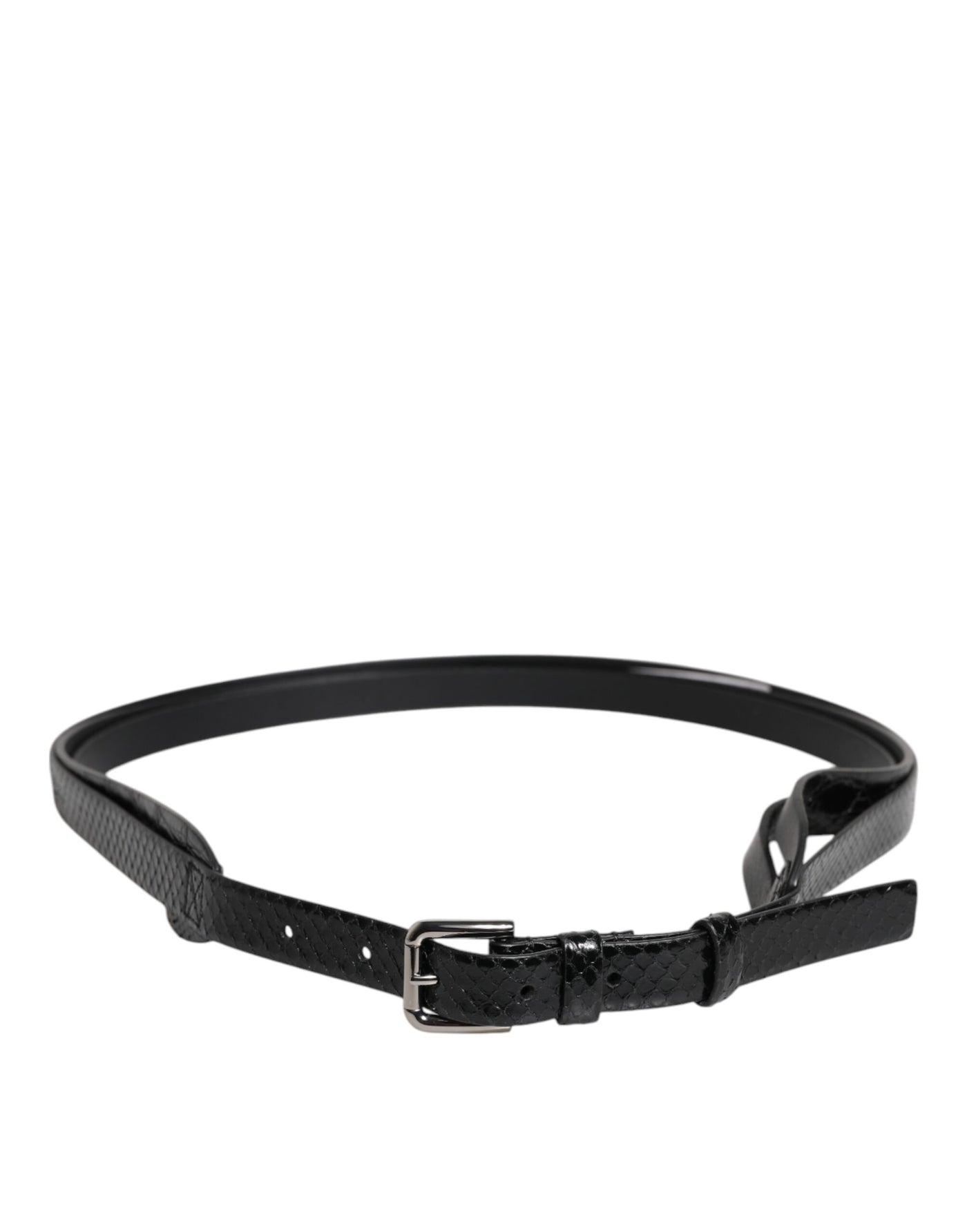 Dolce & Gabbana Black Leather Classic Metal Logo Buckle Belt