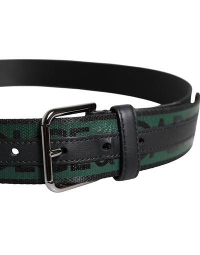 Dolce & Gabbana Green Black Classic Metal Logo Buckle Belt