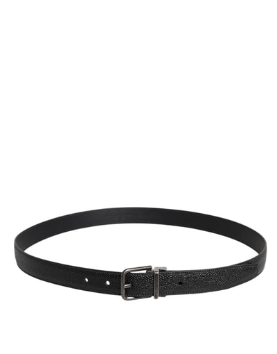 Dolce & Gabbana Black Calf Leather Classic Metal Buckle Belt