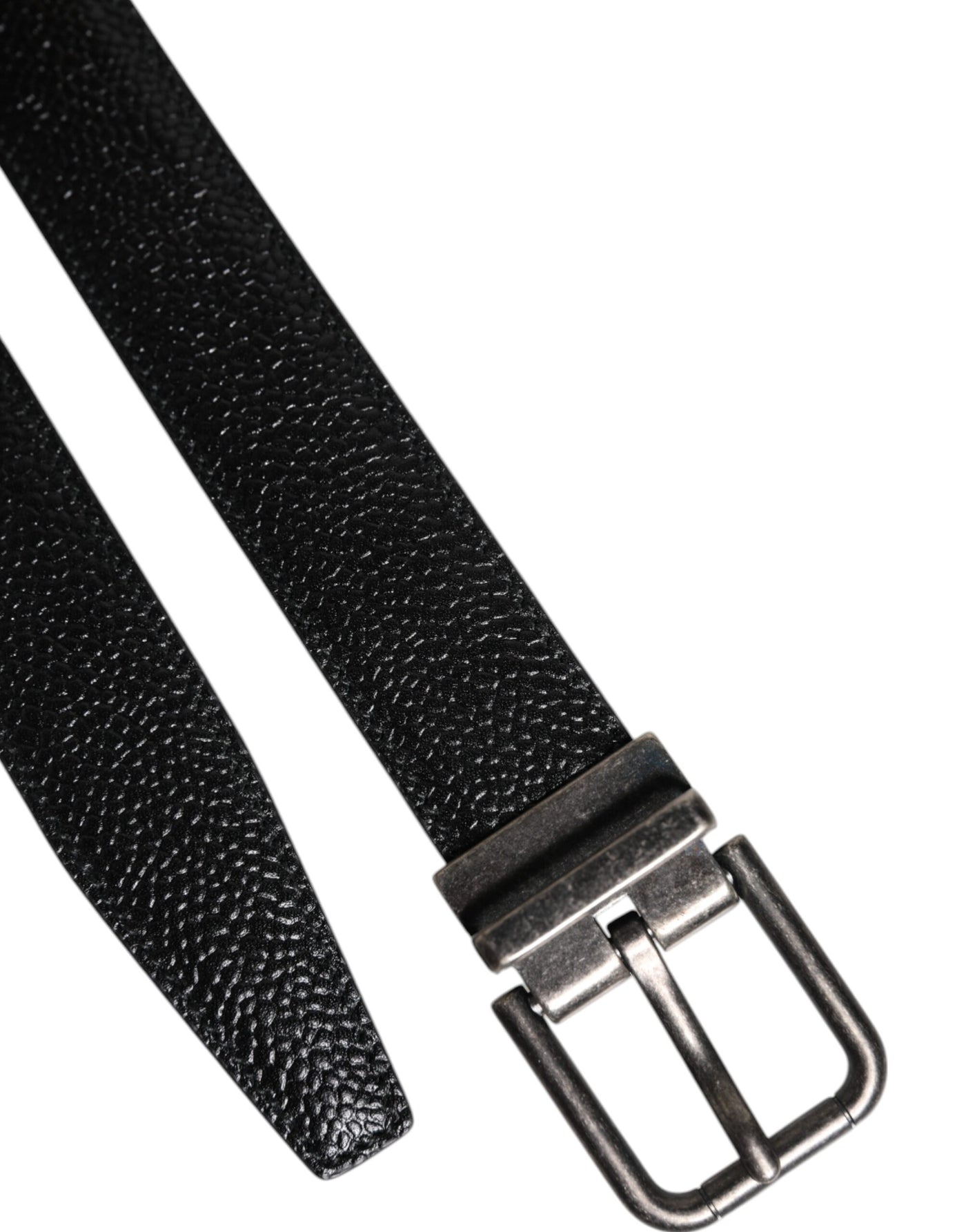 Dolce & Gabbana Black Calf Leather Classic Metal Buckle Belt