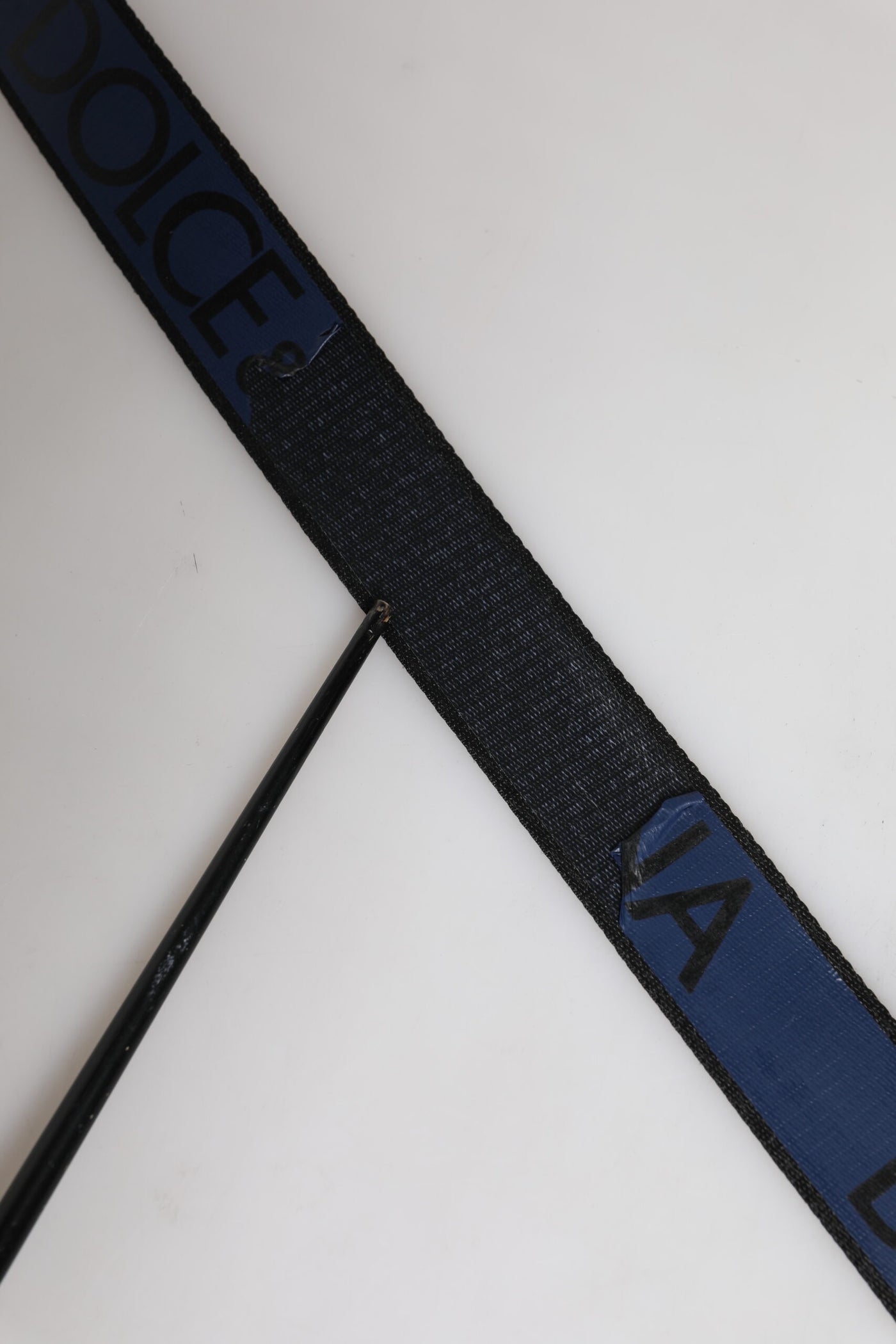 Dolce & Gabbana Black Blue Polyester Printed Metal Buckle Belt