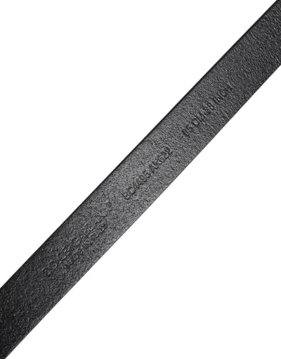 Dolce & Gabbana Black Calfskin Classic Metal Logo Buckle Belt