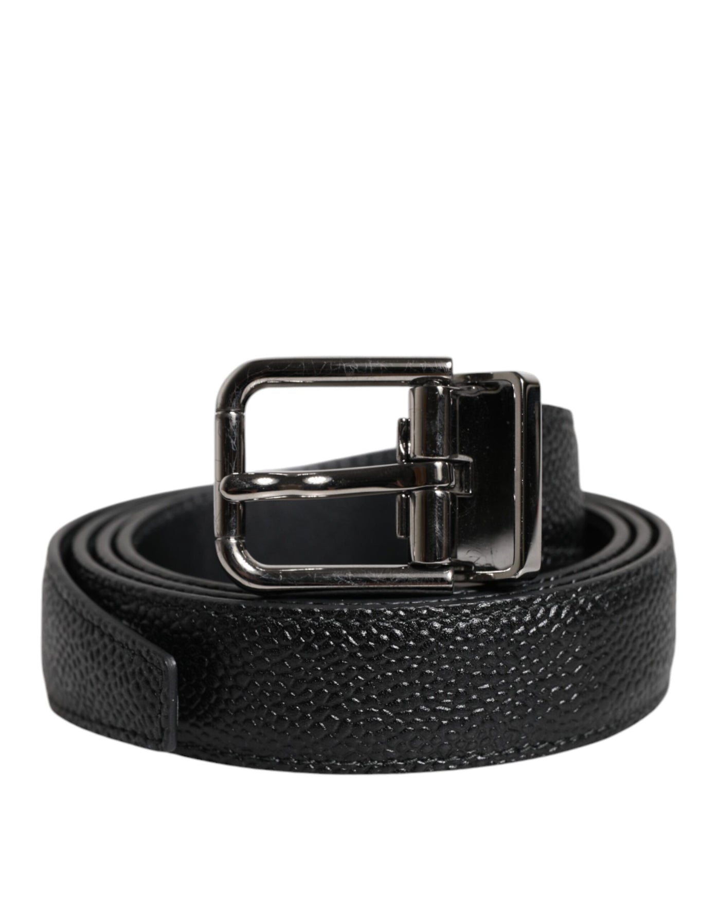 Dolce & Gabbana Black Calf Leather Classic Metal Buckle Belt