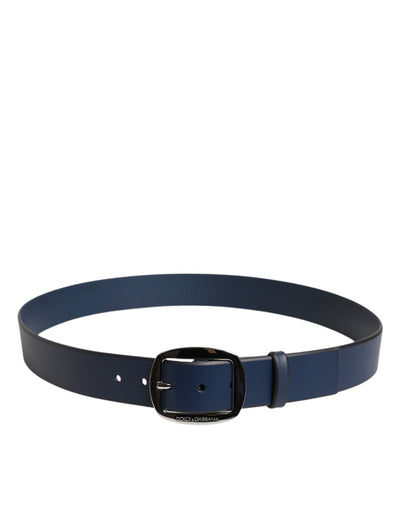 Dolce & Gabbana Blue Calf Leather Classic Metal Buckle Belt