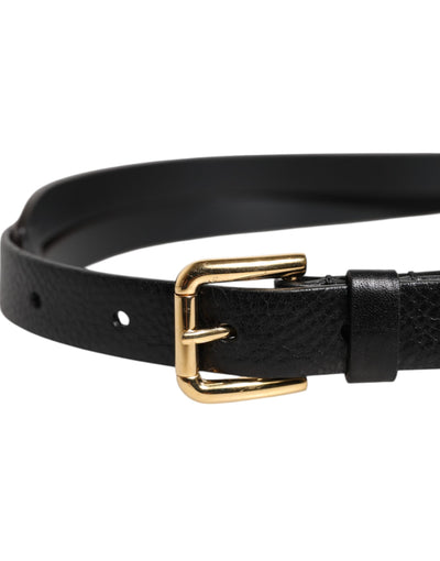 Dolce & Gabbana Black Leopard Classic Gold Metal Buckle Belt