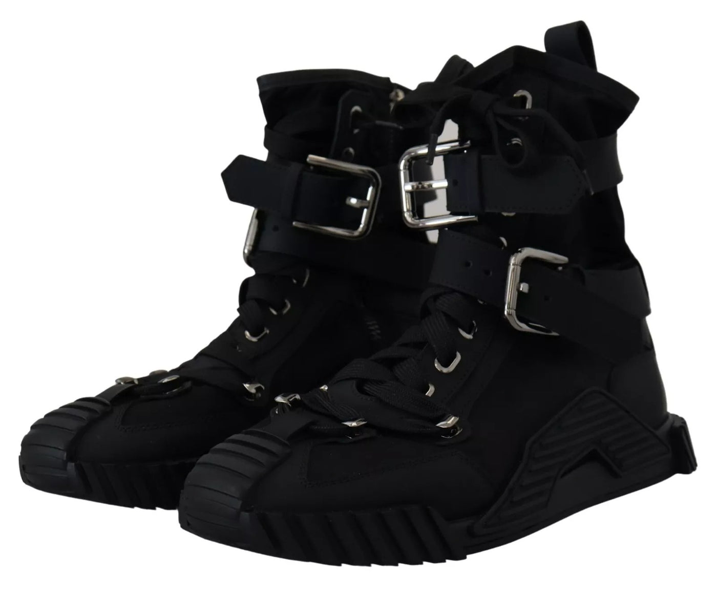 Dolce & Gabbana Black Nylon High Top Sorrento Sneakers Shoes