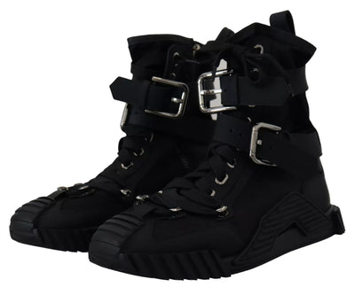 Dolce & Gabbana Black Nylon High Top Sorrento Sneakers Shoes