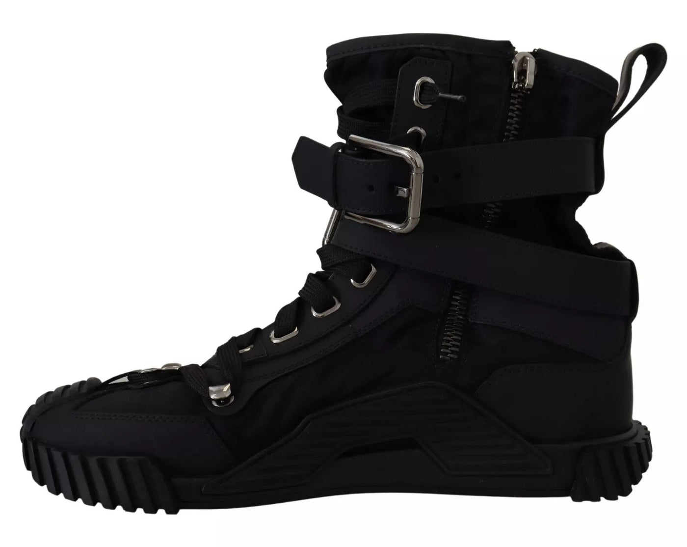 Dolce & Gabbana Black Nylon High Top Sorrento Sneakers Shoes
