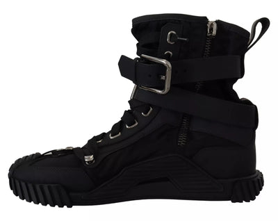 Dolce & Gabbana Black Nylon High Top Sorrento Sneakers Shoes