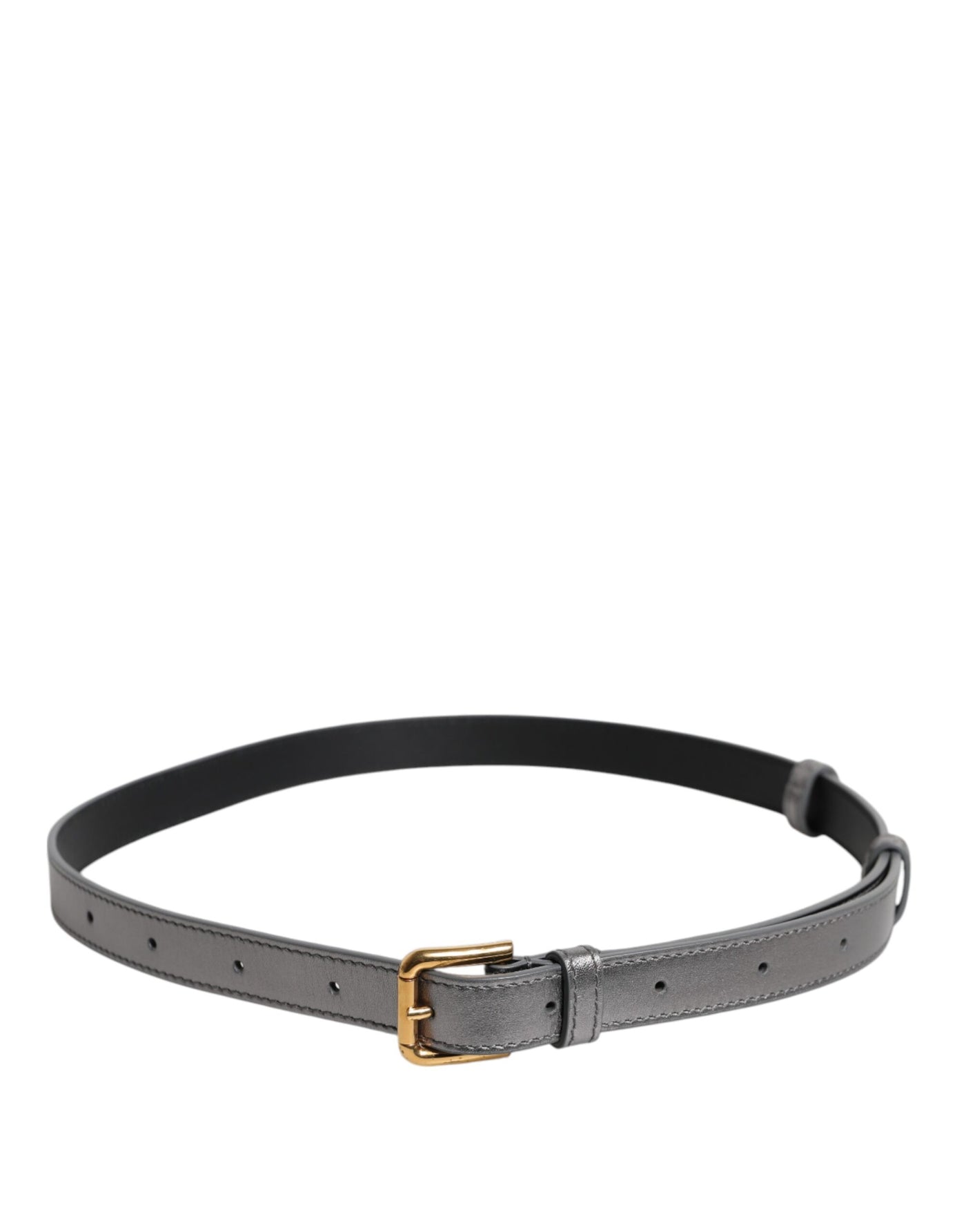 Dolce & Gabbana Silver Logo Engraved Metal Waist Buckle Belt