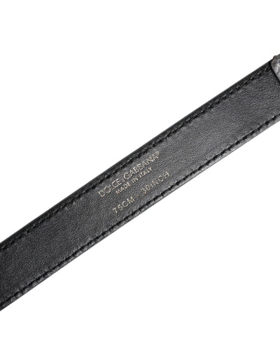 Dolce & Gabbana Silver Logo Engraved Metal Waist Buckle Belt