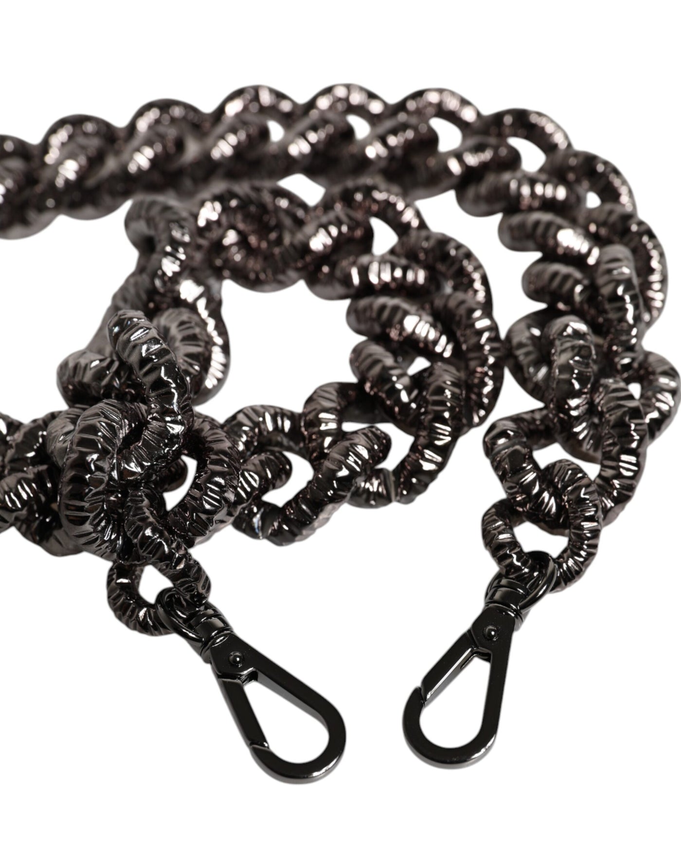 Dolce & Gabbana Black Chain Logo Engraved Bag Shoulder Strap