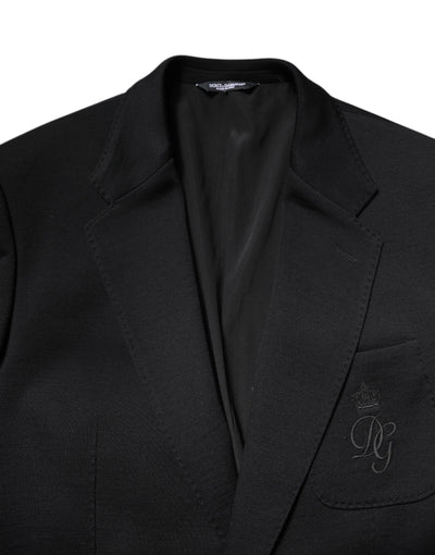 Dolce & Gabbana Black Wool Slim Fit Coat Blazer Jacket Suit