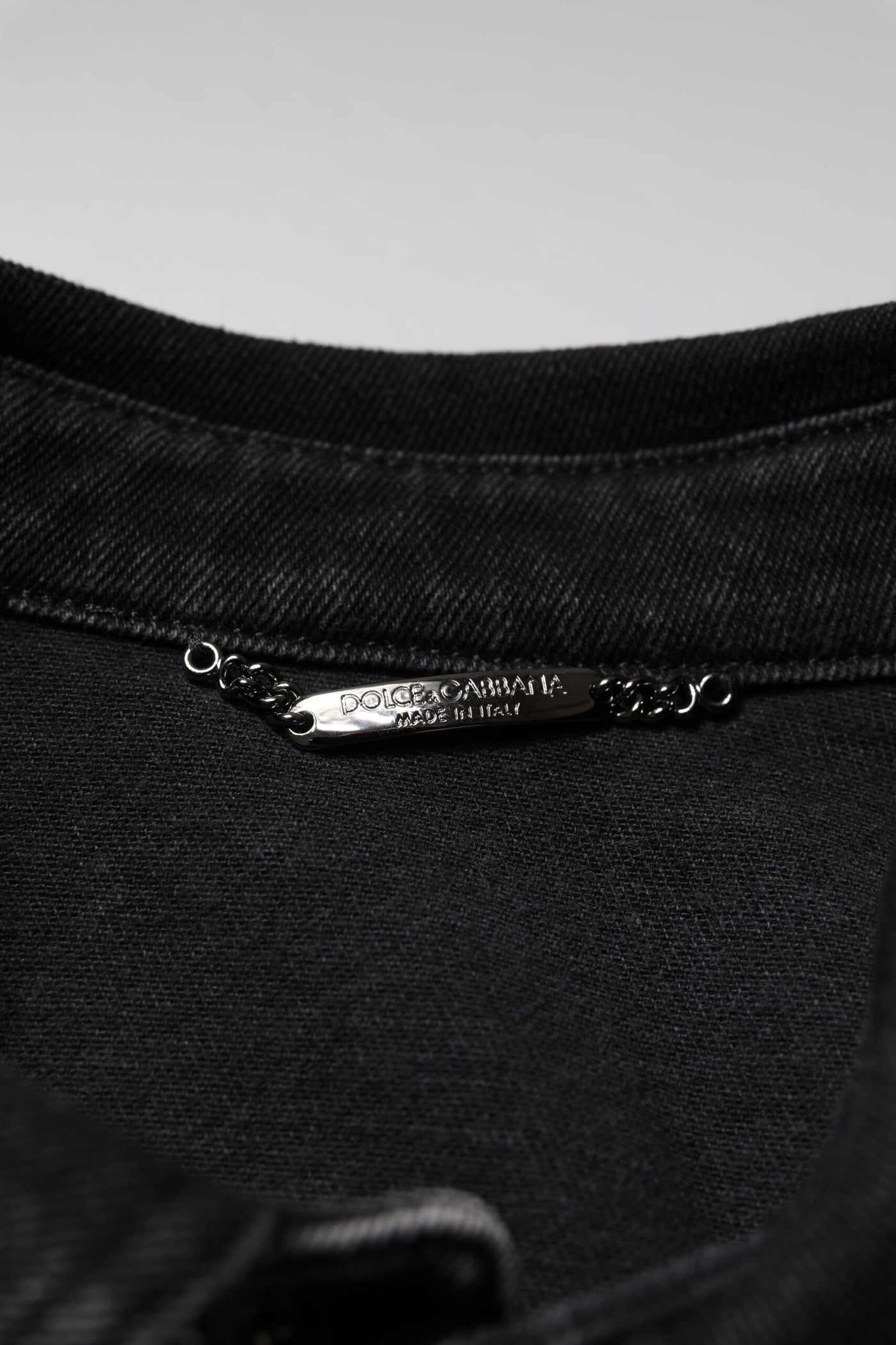 Dolce & Gabbana Black Logo Cotton Stretch Denim Jacket