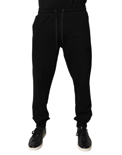 Dolce & Gabbana Black Cotton Mid Waist Jogger Sweatpants Pants