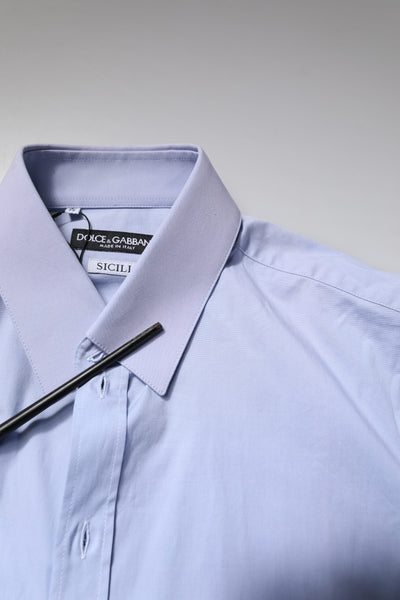 Dolce & Gabbana Light Blue Cotton SICILIA Dress Formal Shirt