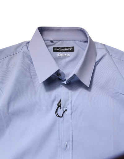 Dolce & Gabbana Light Blue Cotton SICILIA Dress Formal Shirt