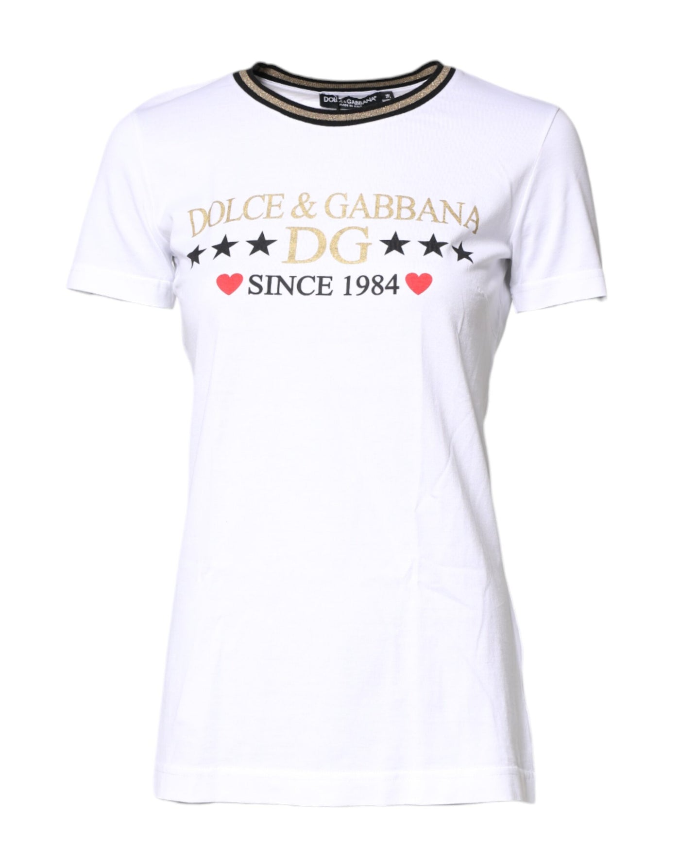 Dolce & Gabbana White Graphic Print Cotton Crew Neck T-shirt