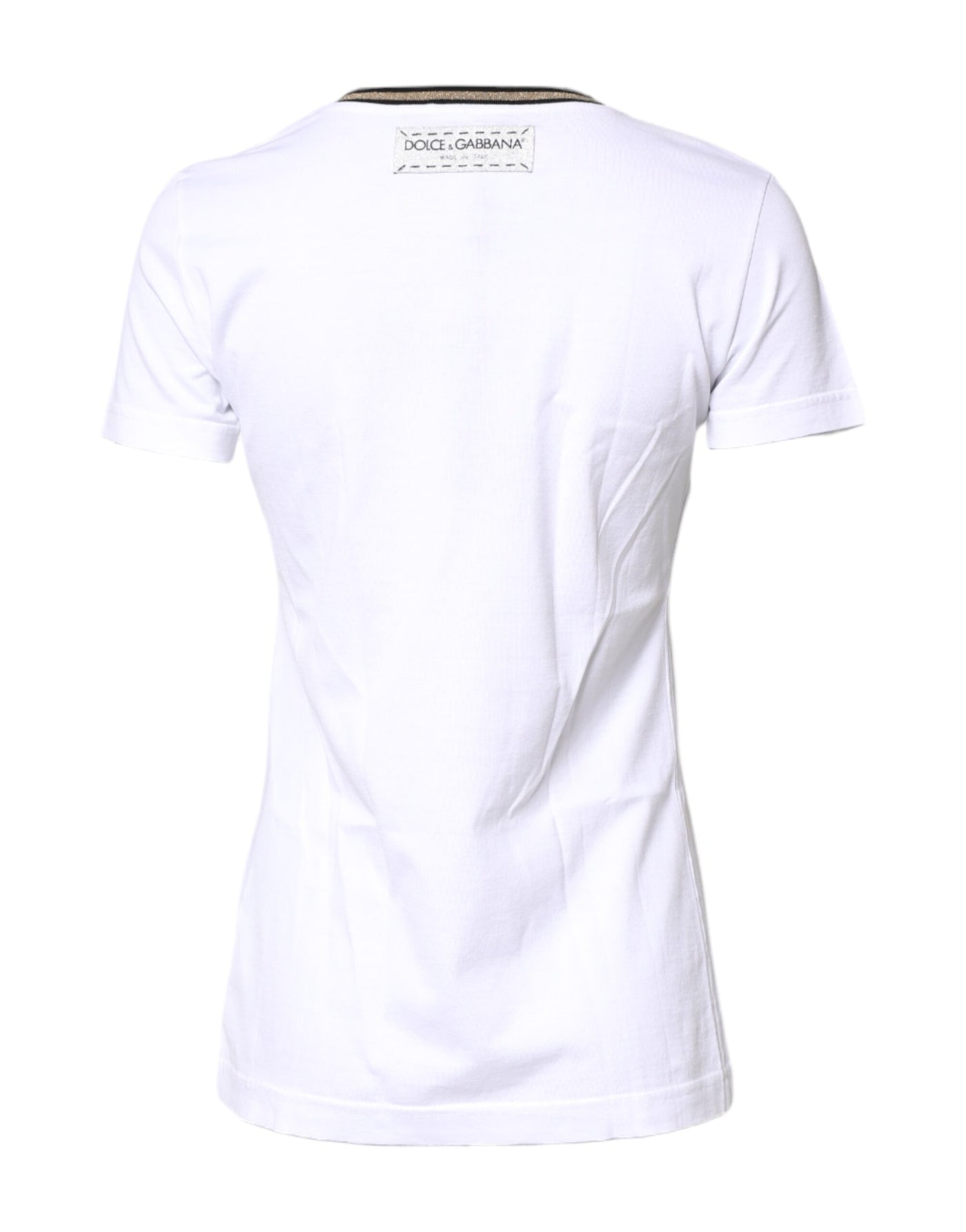 Dolce & Gabbana White Graphic Print Cotton Crew Neck T-shirt