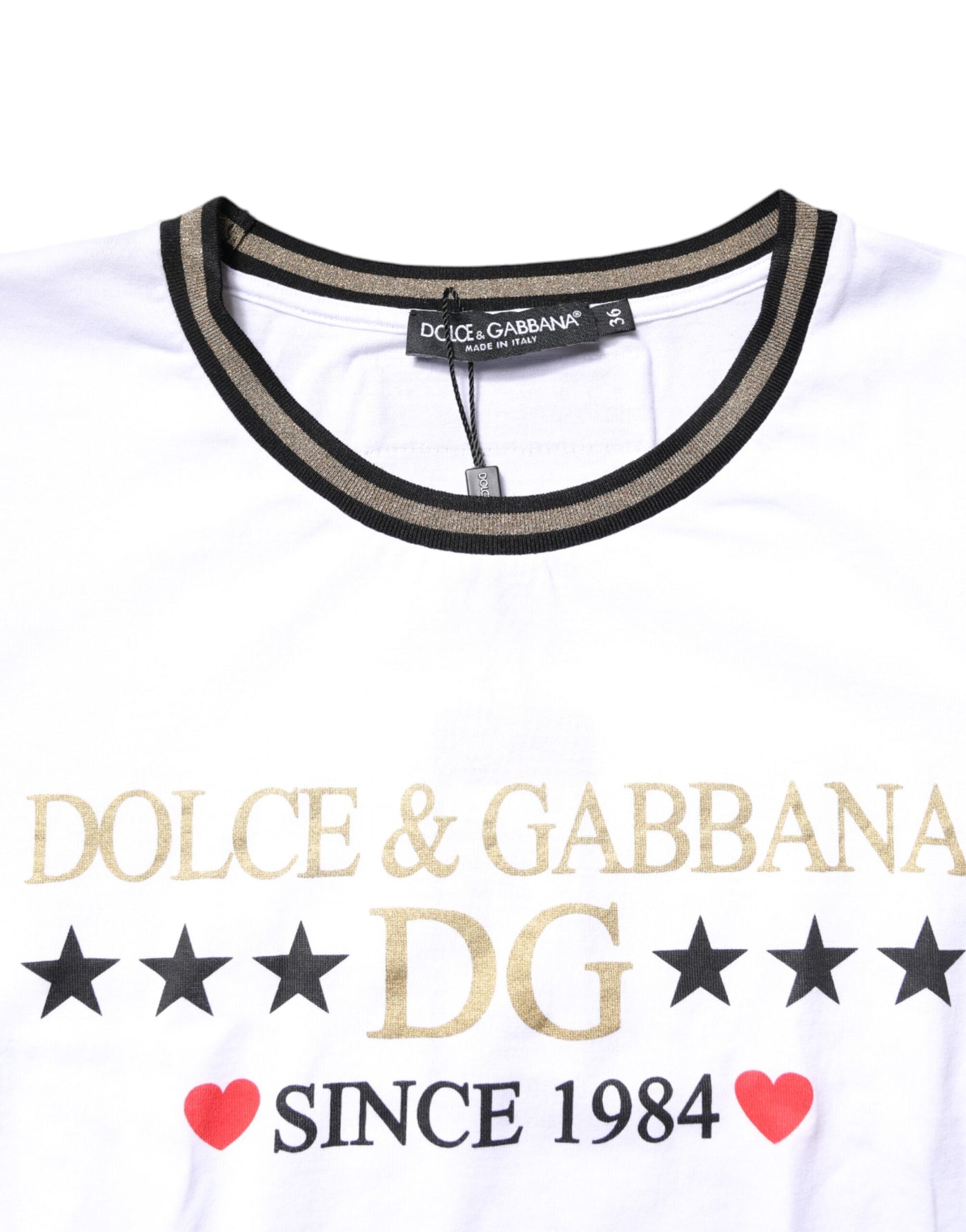 Dolce & Gabbana White Graphic Print Cotton Crew Neck T-shirt