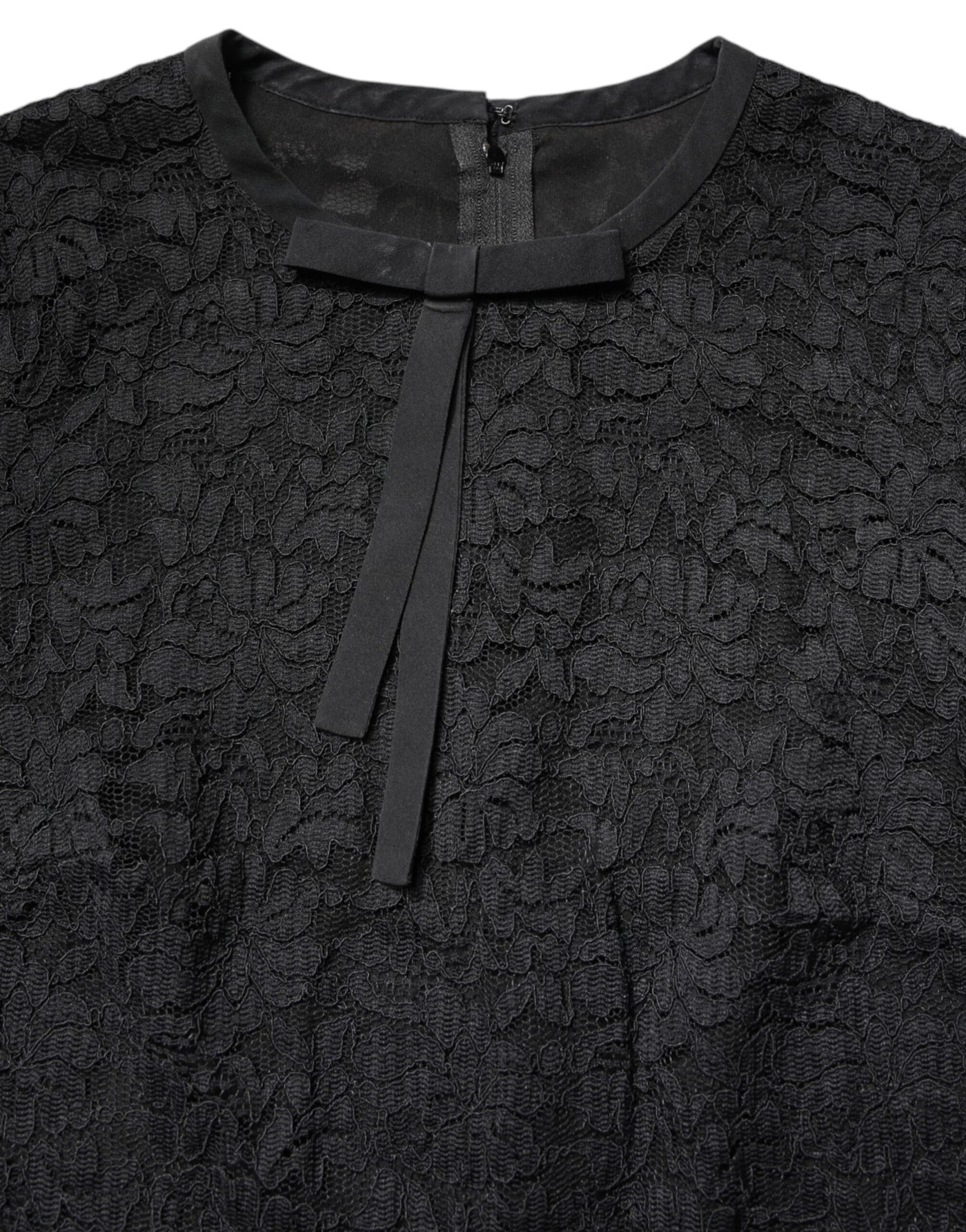 Dolce & Gabbana Black Lace STAFF Crew Neck Long Sleeves Top