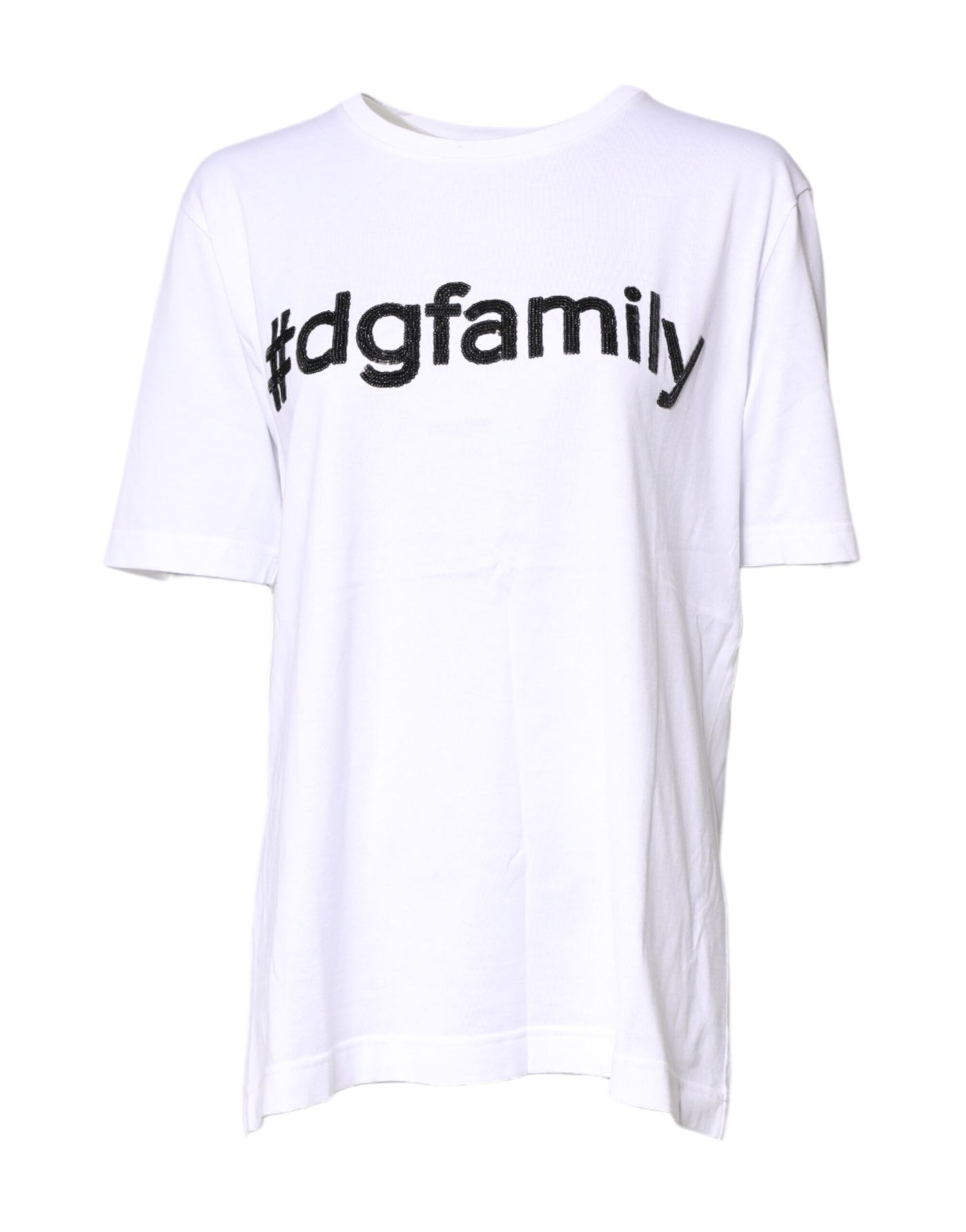 Dolce & Gabbana White #DGFamily Print Cotton Crew Neck T-shirt