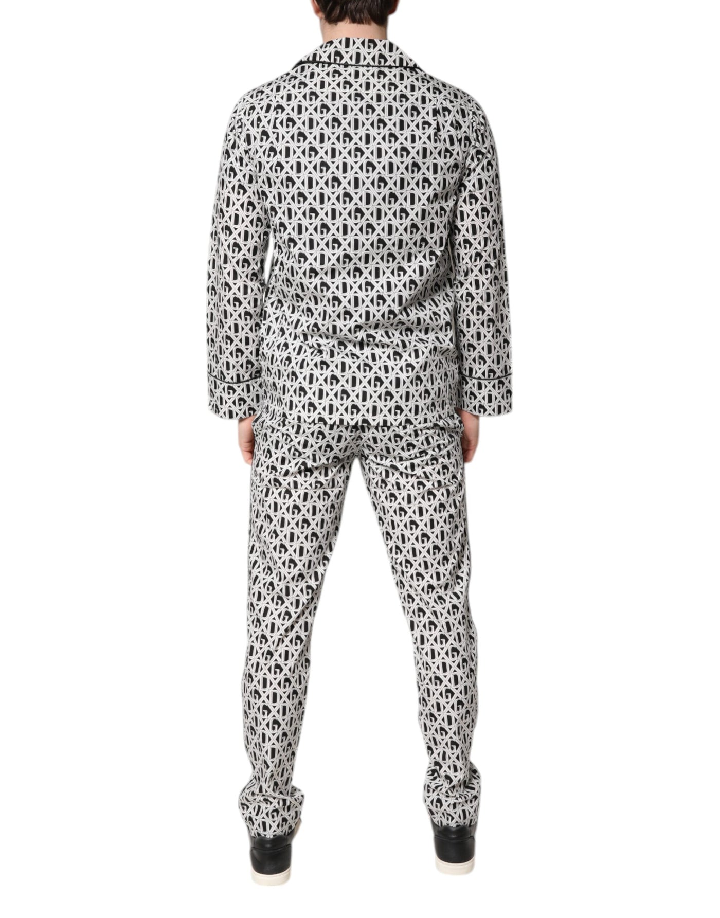 Dolce & Gabbana Black White DG Print Cotton Pajama Set Sleepwear