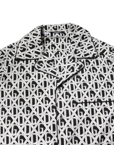 Dolce & Gabbana Black White DG Print Cotton Pajama Set Sleepwear