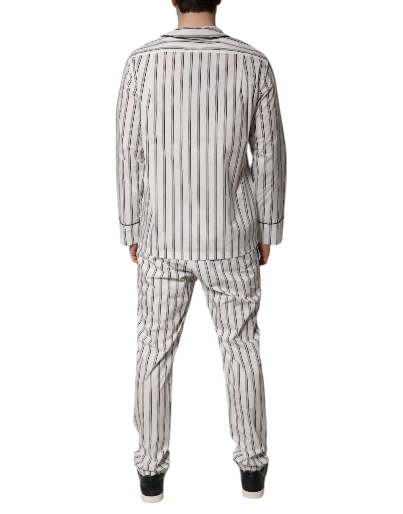 Dolce & Gabbana White Black Stripes Cotton Men Pajama Set Sleepwear
