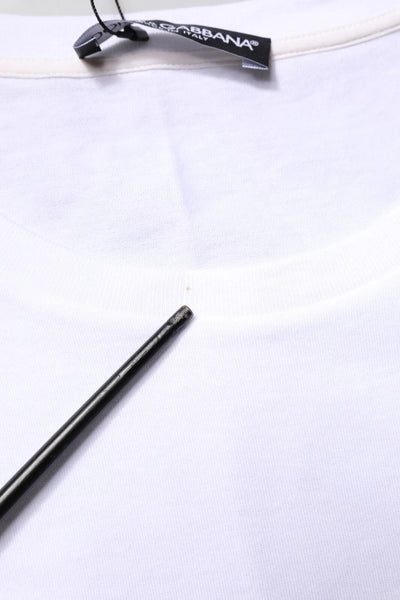 Dolce & Gabbana White #DGFamily Print Cotton Crew Neck T-shirt