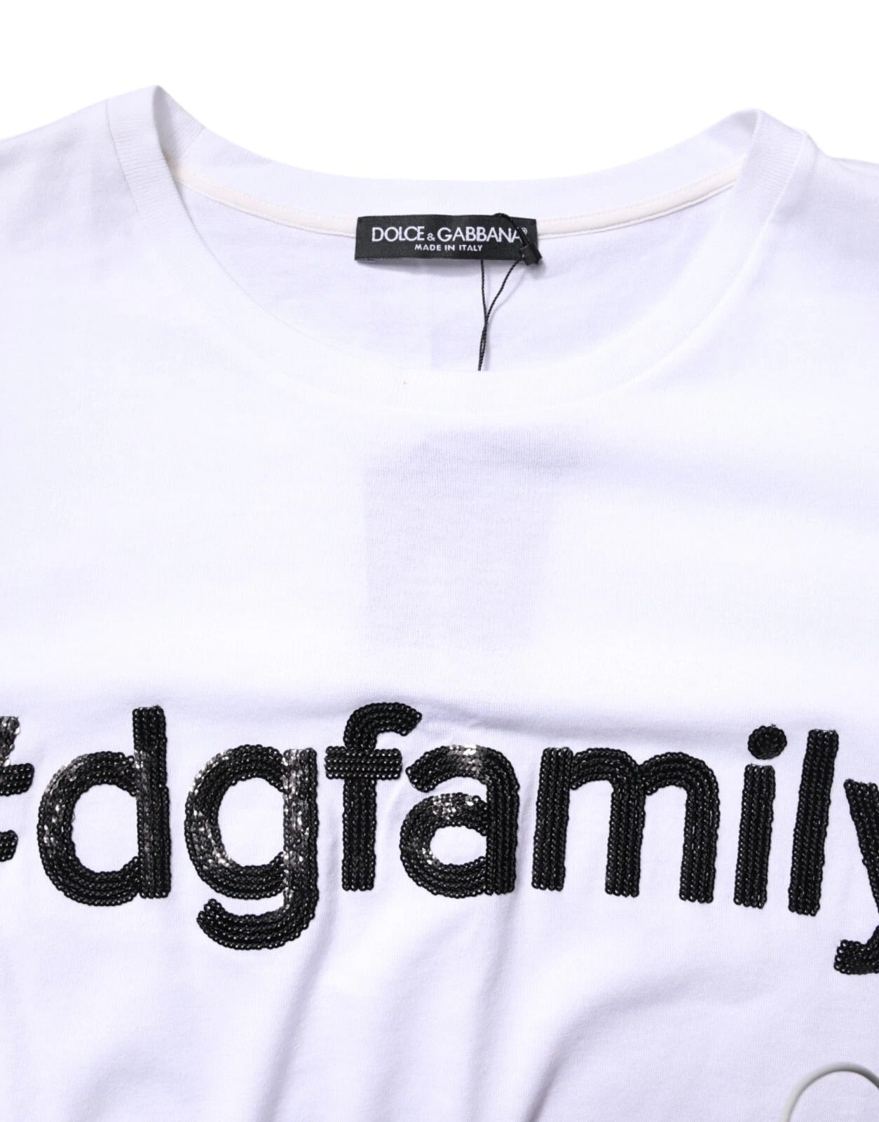Dolce & Gabbana White #DGFamily Print Cotton Crew Neck T-shirt