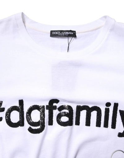 Dolce & Gabbana White #DGFamily Print Cotton Crew Neck T-shirt