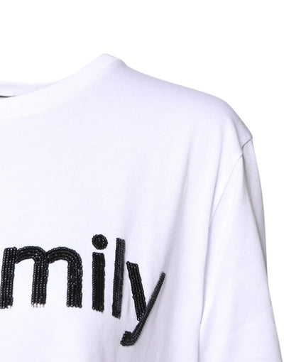 Dolce & Gabbana White #DGFamily Print Cotton Crew Neck T-shirt