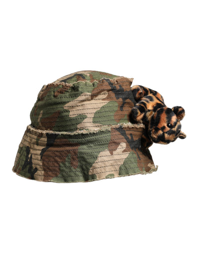 Dolce & Gabbana Multicolor Leopard Embellish Wide Brim Bucket Hat