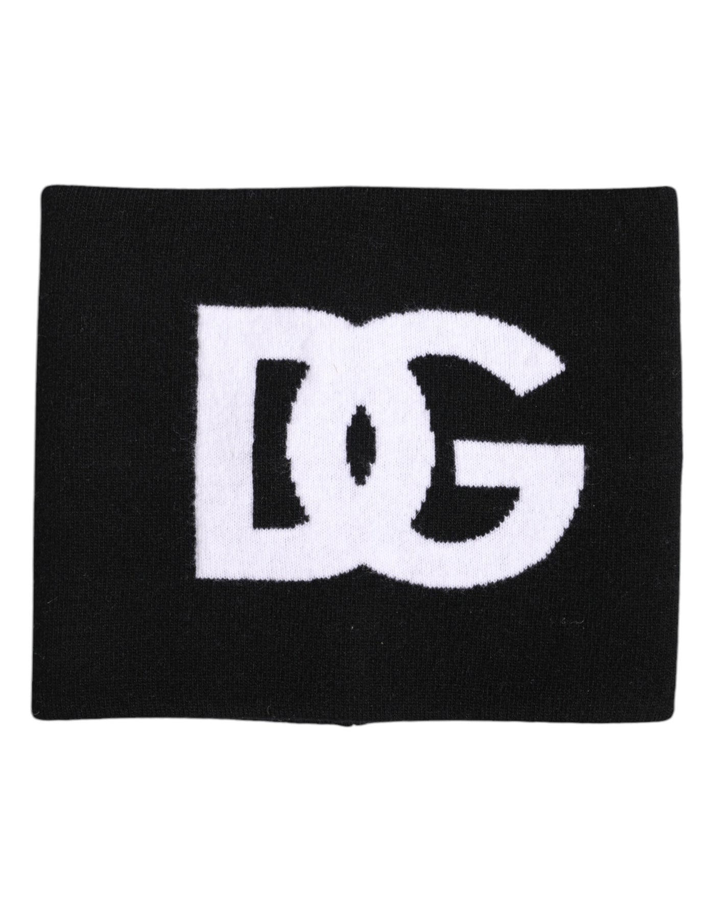 Dolce & Gabbana Black White Logo Print Knitted Neck Warmer Scarf