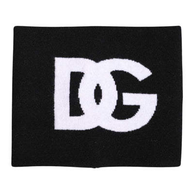 Dolce & Gabbana Black White Logo Print Knitted Neck Warmer Scarf