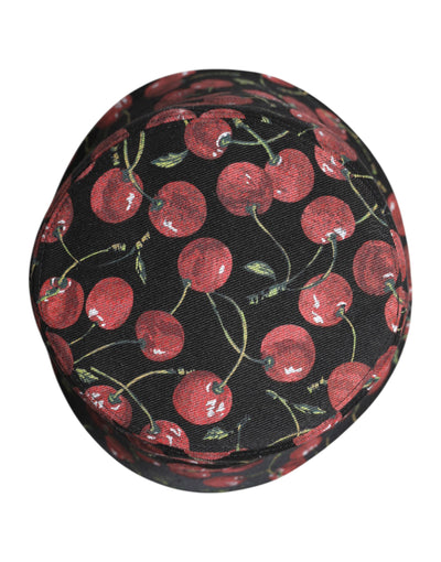 Dolce & Gabbana Black Cotton Printed Wide Brim Bucket Hat