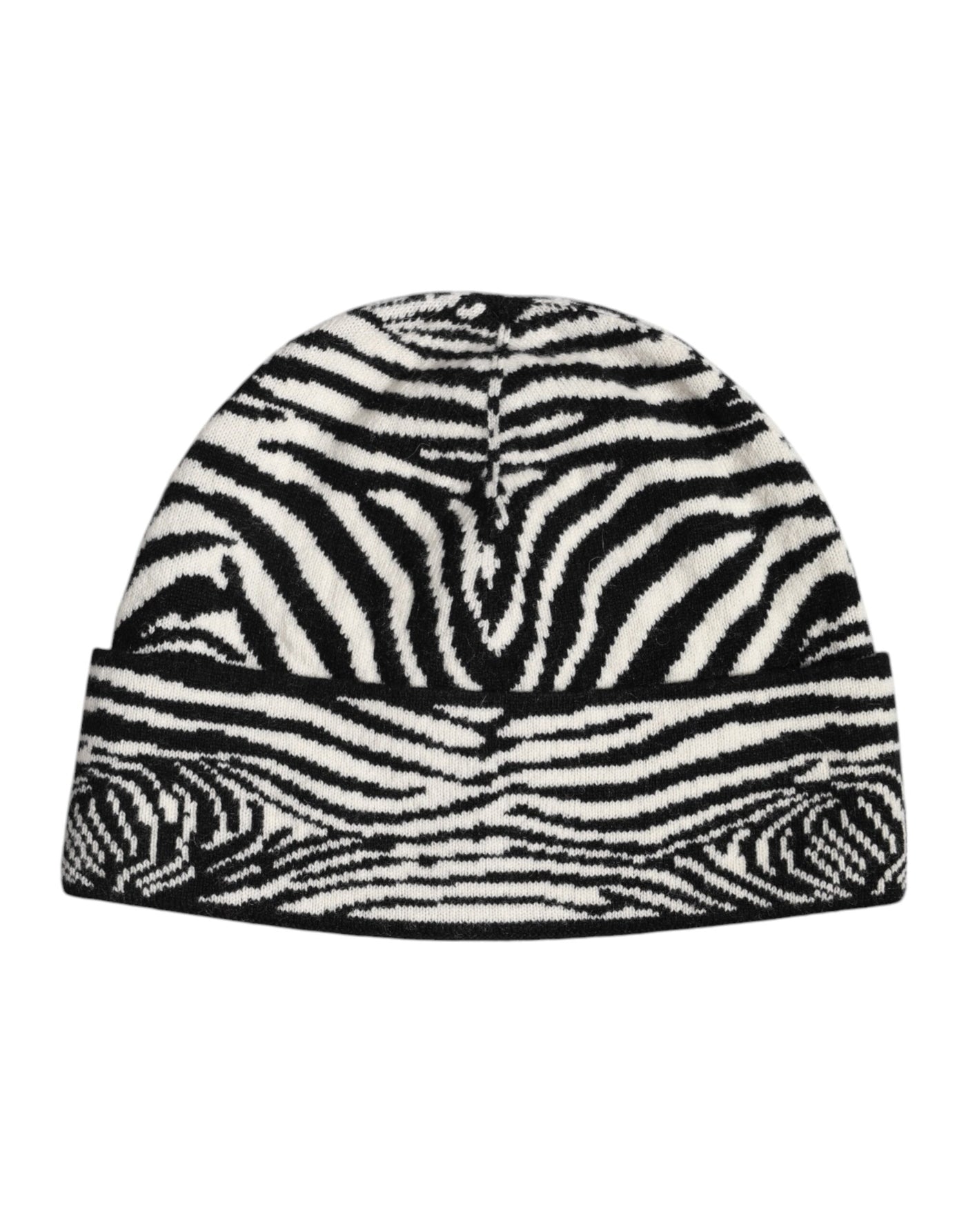Dolce & Gabbana Black White Zebra Knitted Winter Beanie Hat
