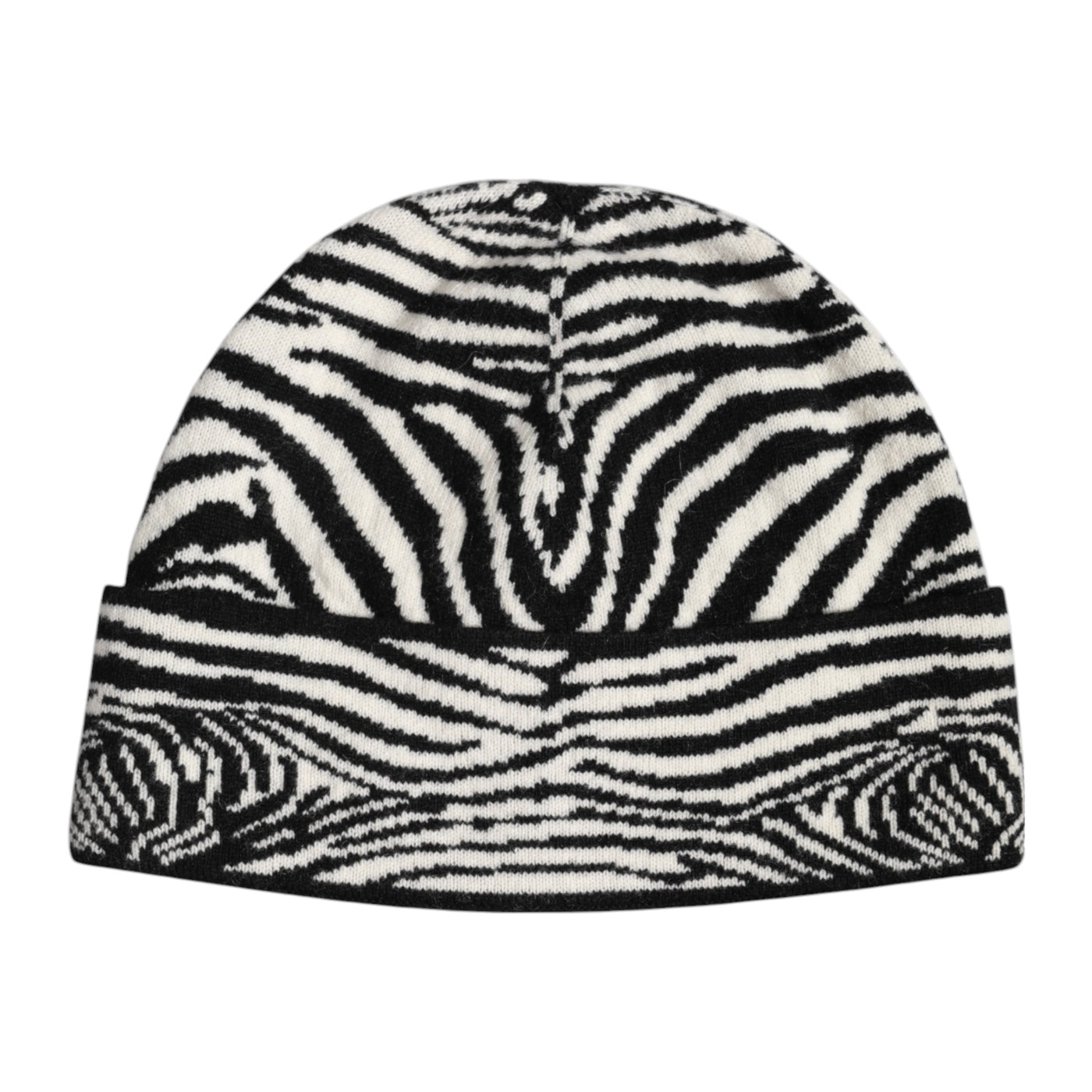 Dolce & Gabbana Black White Zebra Knitted Winter Beanie Hat