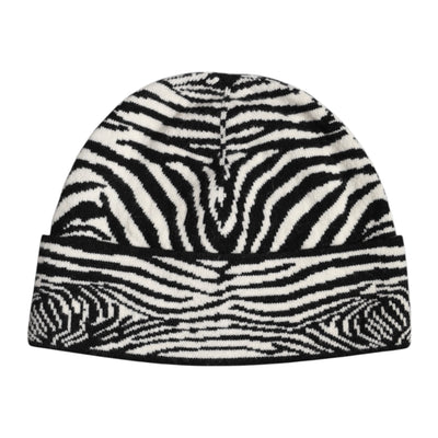 Dolce & Gabbana Black White Zebra Knitted Winter Beanie Hat