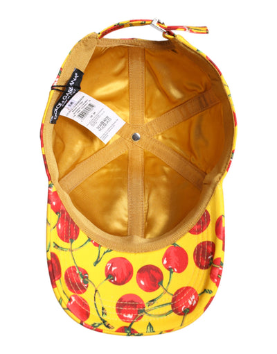 Dolce & Gabbana Yellow Cotton Printed 6 Panels Baseball Cap